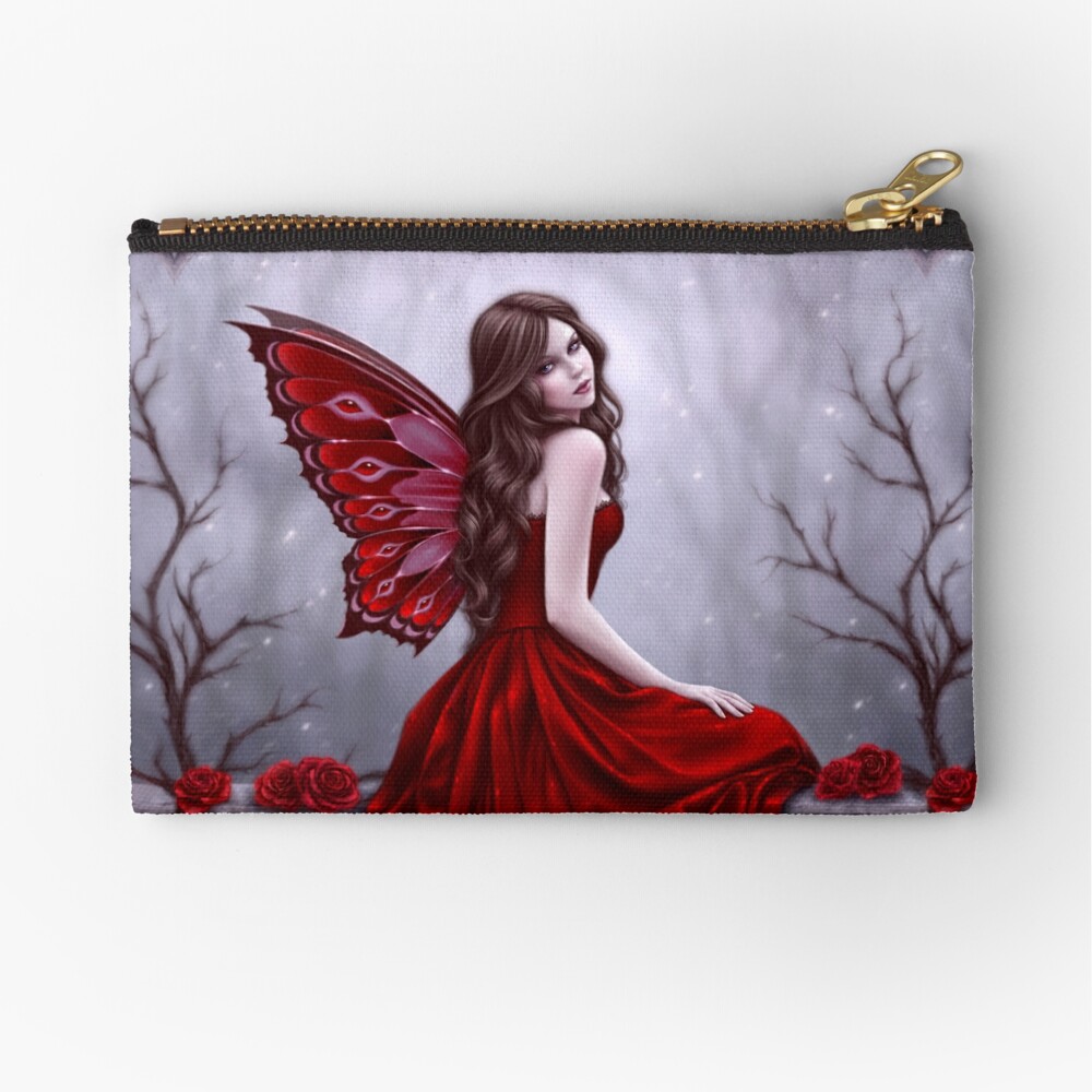 Winter Rose Butterfly Fairy Zipper Pouch
