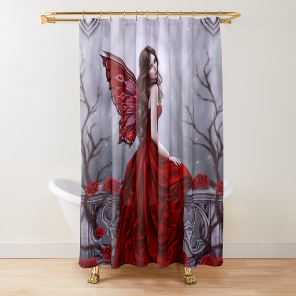 Winter Rose Butterfly Fairy Shower Curtain