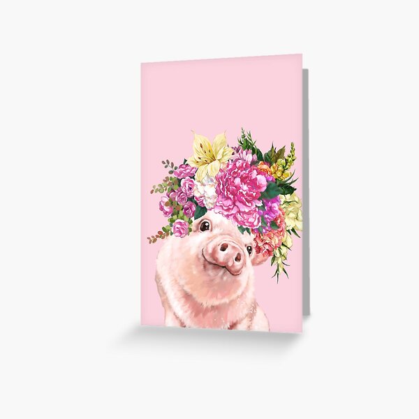 Item preview, Flower Crown Baby Pig in Pink designed and sold by bignosework.
