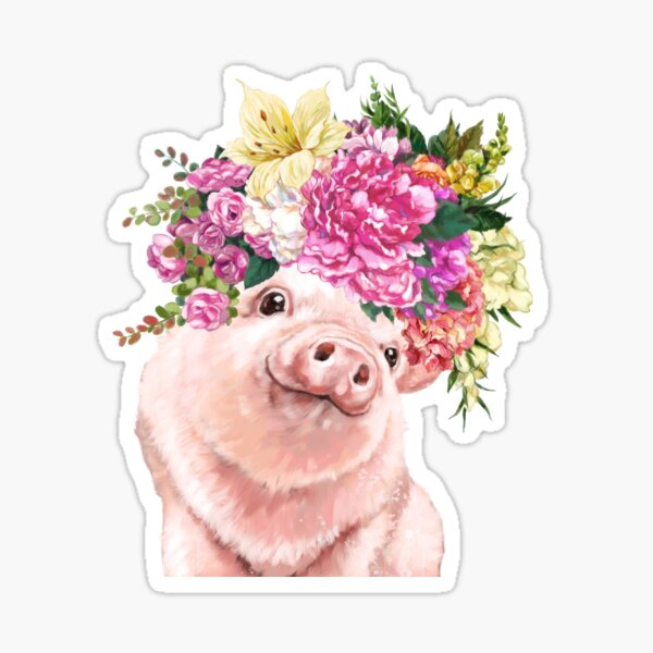 Artikel-Vorschau von Blumen-Kronen-Baby-Schwein im Rosa, designt und verkauft von bignosework.