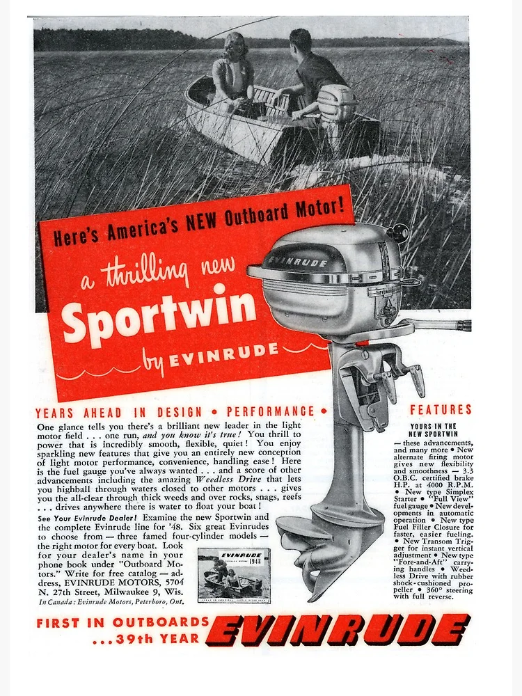 1971 EVINRUDE Sportwin Outboard Boat Engine Motor Fishermen Fishing OREGON  Travel Tourism Mt Hood Water Vintage Print Ad 