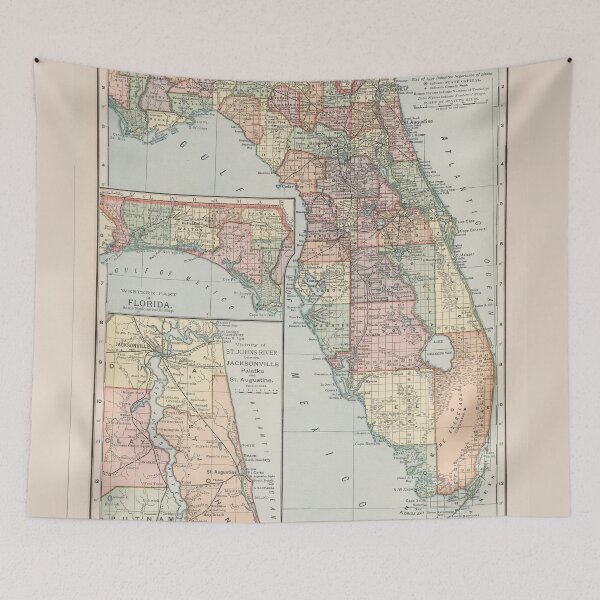 Item preview, Vintage Map of Florida (1891) designed and sold by BravuraMedia.