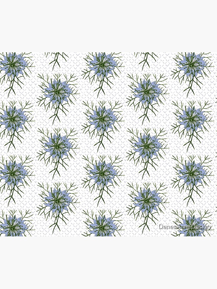 Love in a Mist The Romantic Nigella damascena flower repeat pattern light blue by DenesAnnaDesign