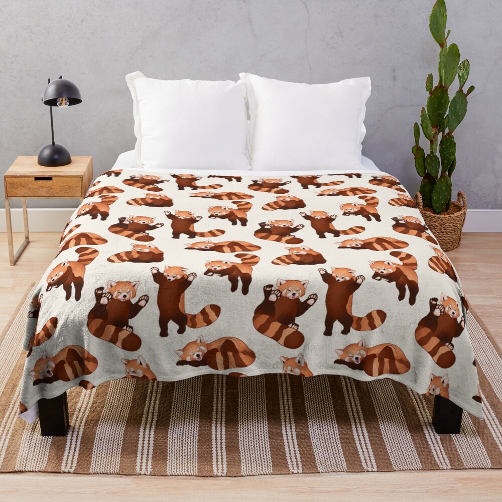 Red Panda Pattern Throw Blanket