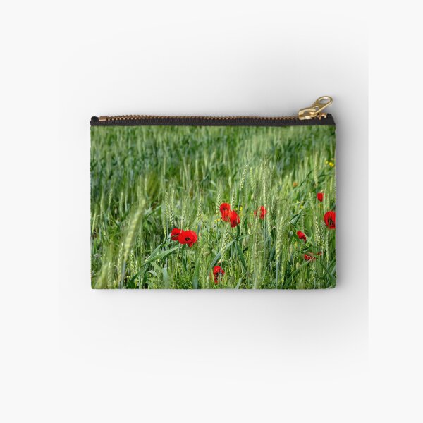 Item preview, Poppy flowers and buds on a field of green wheat ears. designed and sold by EG Creativity Art.