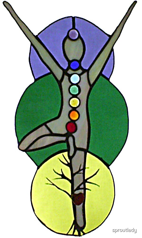 Tree Yoga Pose Stained Glass Art By Sproutlady Redbubble