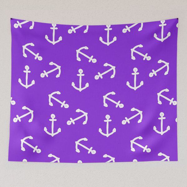 Item preview, Nautical Anchors Purple And White Vintage  designed and sold by funnytshirtemp.