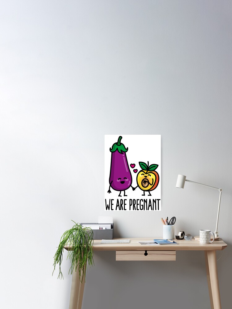 LaundryFactory We Are Pregnant Aubergine Peach Funny Pregnancy (Dark Design) Women's T-Shirt