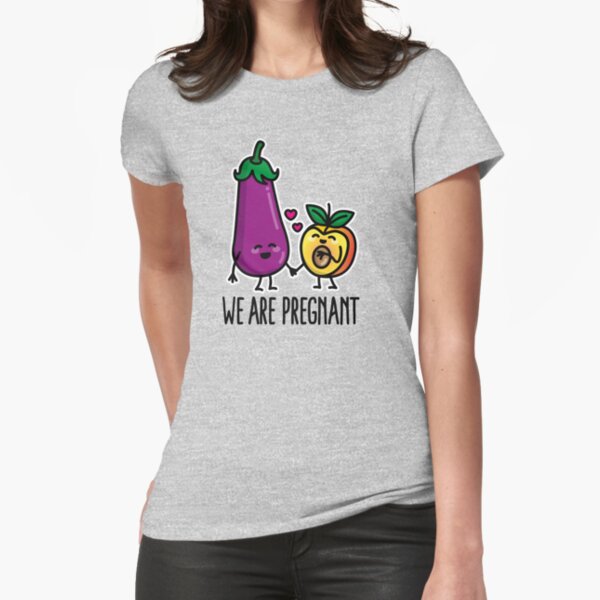 LaundryFactory We Are Pregnant Aubergine Peach Funny Pregnancy (Dark Design) Women's T-Shirt