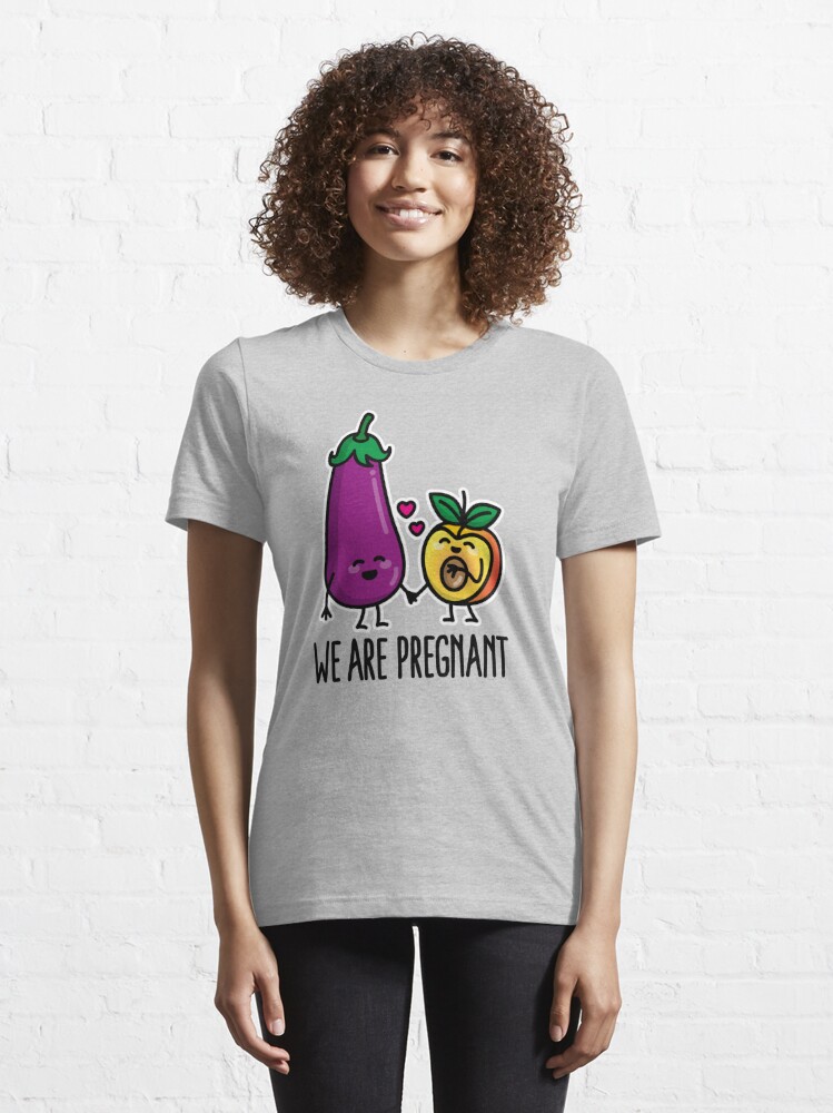 LaundryFactory We Are Pregnant Aubergine Peach Funny Pregnancy (Dark Design) Women's T-Shirt