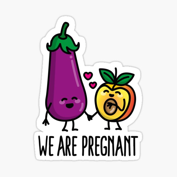 "We are pregnant aubergine peach funny pregnancy" Sticker by