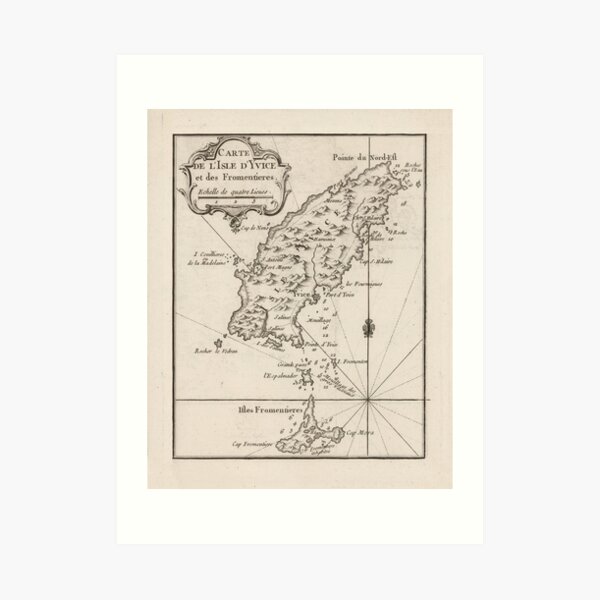 Mapa de Ibiza España Vintage (1764) Lámina artística