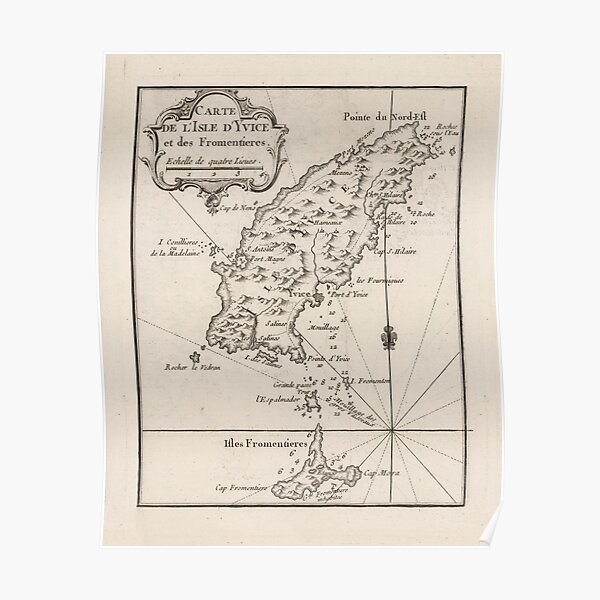Vintage Ibiza Spanien Karte (1764) Poster
