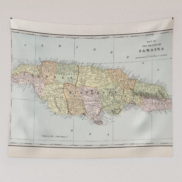 Item preview, Vintage Map of Jamaica (1901) designed and sold by BravuraMedia.