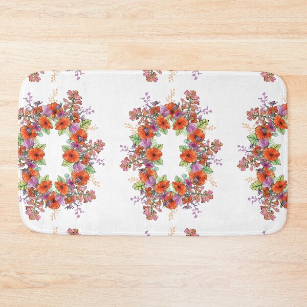 Item preview, wreath of red flowers, poppies, hyacinths, chinese rose designed and sold by fiolika.