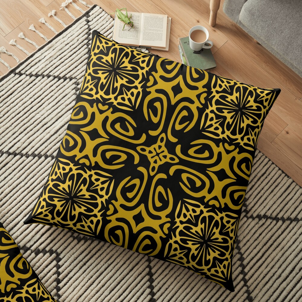 Retro Symmetry Gold Floor Pillow