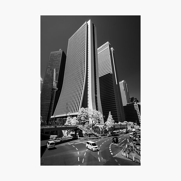 Downtown Tokyo Skyscrapers in Infrared Photographic Print