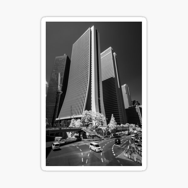 Downtown Tokyo Skyscrapers in Infrared Sticker