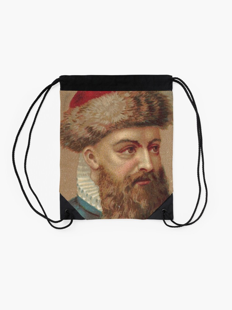 Thumbnail 2 of 3, Drawstring Bag, Vintage Johannes Gutenberg Illustration (1888) designed and sold by BravuraMedia.