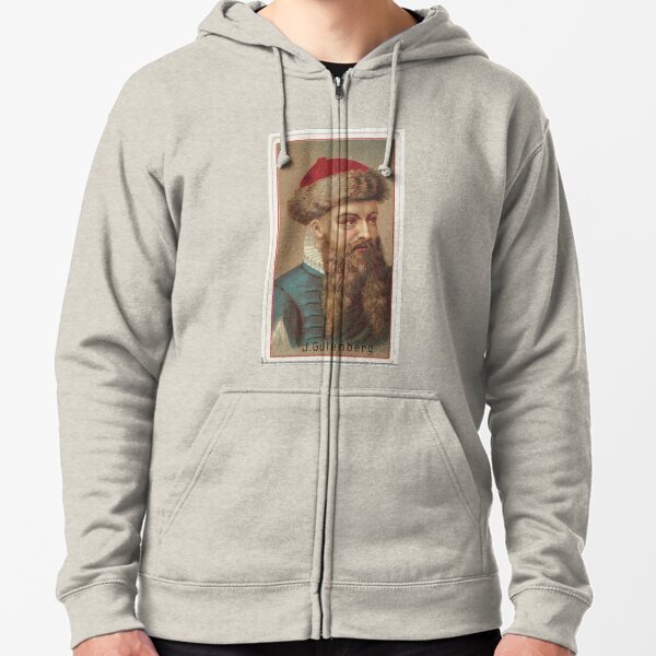 Vintage Johannes Gutenberg Illustration (1888) Zipped Hoodie