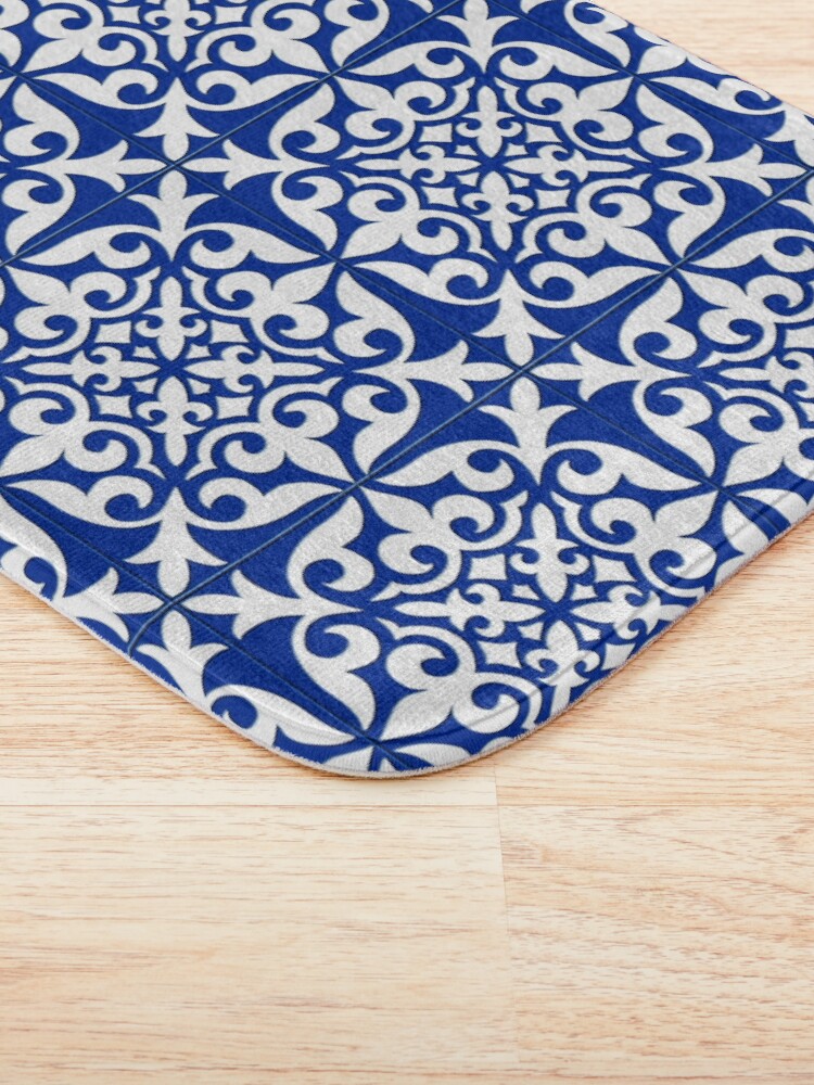 "Moroccan tile cobalt blue" Bath Mat for Sale by Marymarice Redbubble