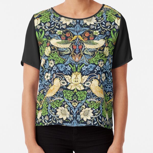 Art Nouveau Bird and Flower Tapestry Chiffon Top