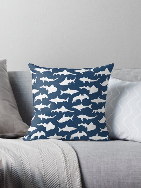 Artikel-Vorschau von Haie auf Marineblau, designt und verkauft von TLTextiles.