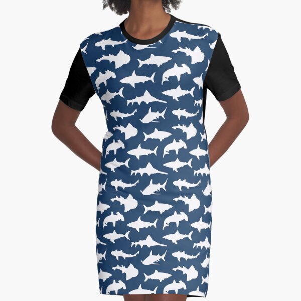 Artikel-Vorschau von Haie auf Marineblau, designt und verkauft von TLTextiles.