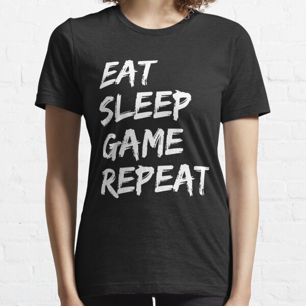 Eat sleep game t shirt gamer répéter cycle de vie de console de jeux cadeau