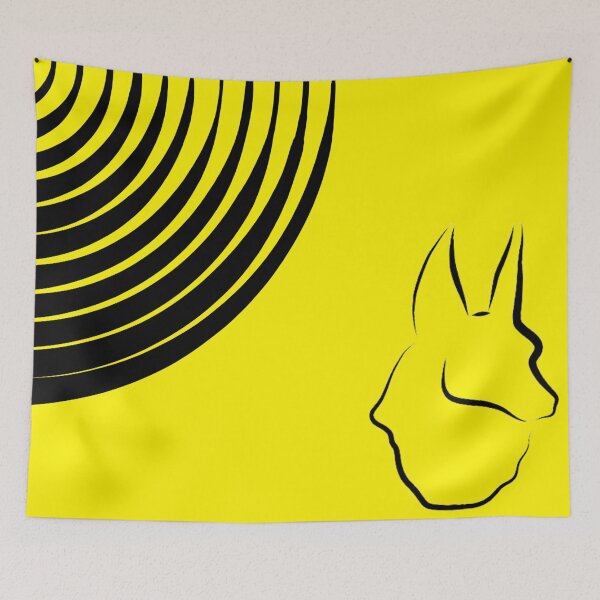 Item preview, Anubis silhouette with black stripes on yellow background designed and sold by verbosekoala.