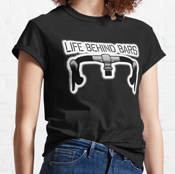 Bicycle. Crime, Cycle, Bike, Racing, Road, Racing, Life behind bars, on BLACK. Classic T-Shirt