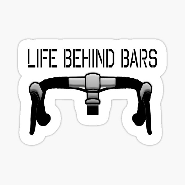 Bicycle. Crime, Cycle, Bike, Racing, Road, Racing, Life behind bars, on BLACK. Sticker