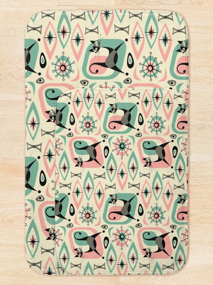 Alternate view of Mid Century Cat Abstract Bath Mat