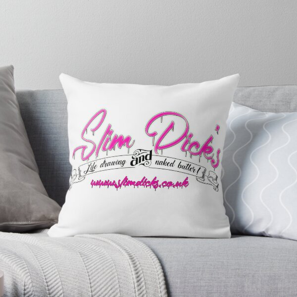 Slim Dicks Life Drawing Pink Logo Throw Pillow