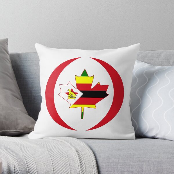 Zimbabwean Canadian Multinational Patriot Flag Series Throw Pillow