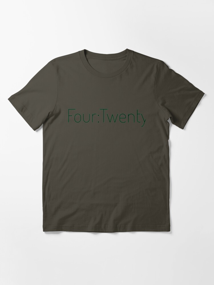 Alternate view of Four:Twenty 4:20 - Black with Green Essential T-Shirt