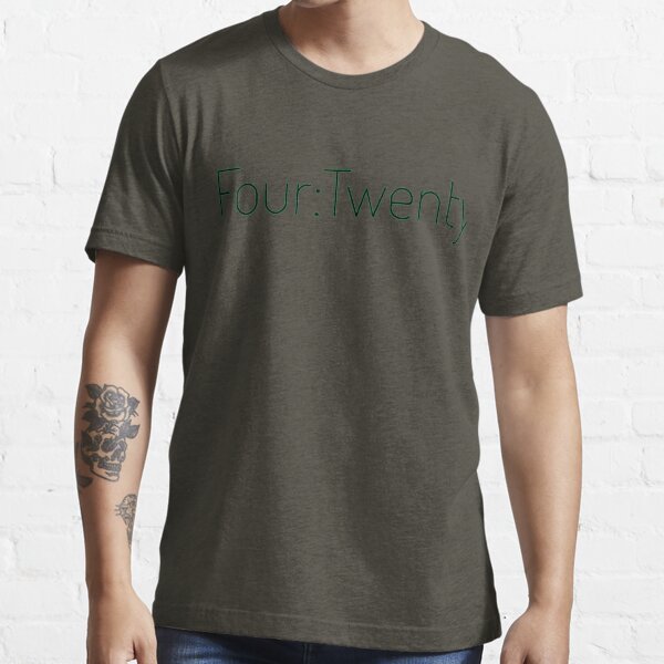 Four:Twenty 4:20 - Black with Green Essential T-Shirt