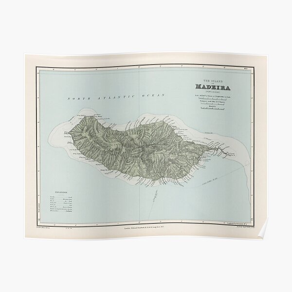 Vintage Madeira Island Map (1904) Poster