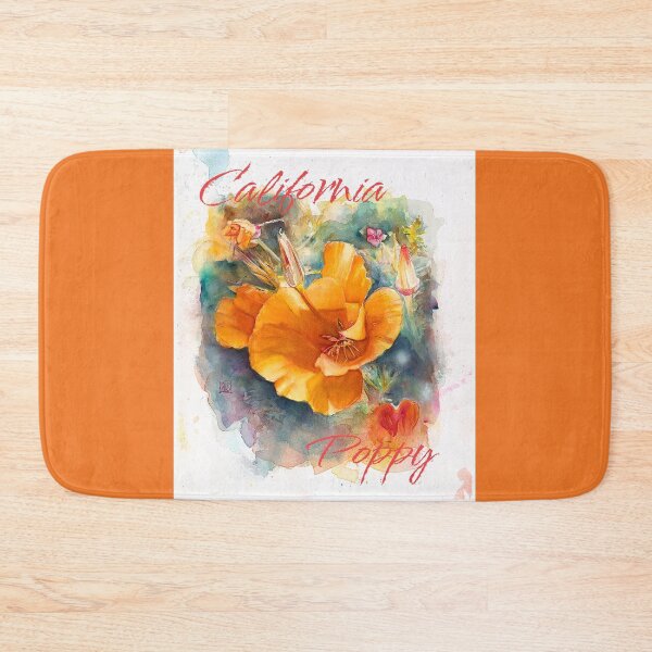 Item preview, California Poppy watercolor painting designed and sold by paintedturtle.