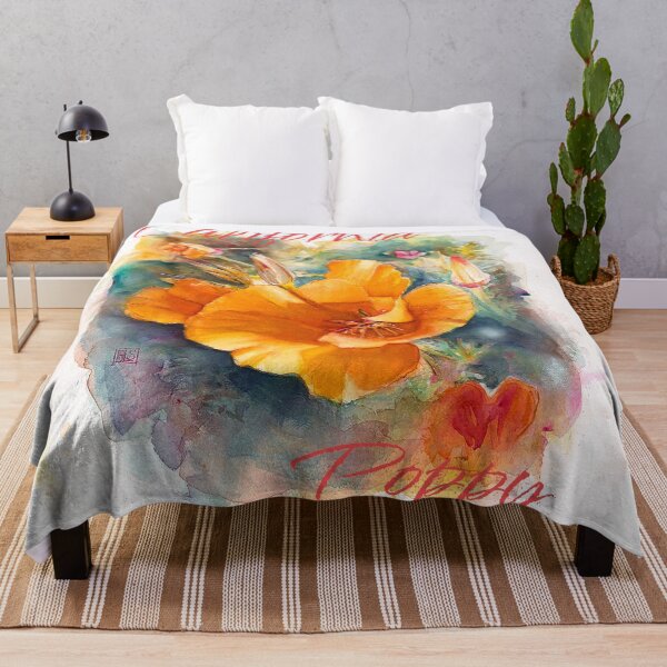 Item preview, California Poppy watercolor painting designed and sold by paintedturtle.