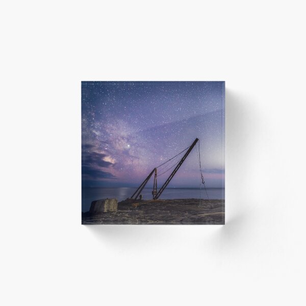 Milkyway above Portland Bill Lighthouse Acrylic Block