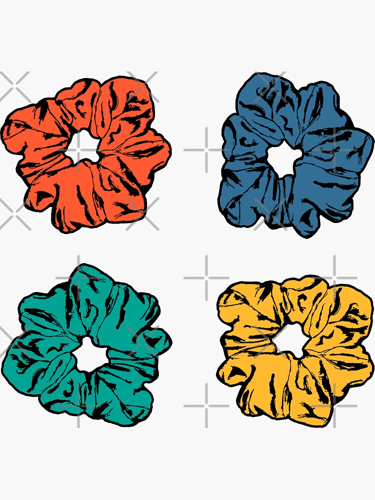 Hair Scrunchie 4 Pack Sticker For Sale By Mynameisliana Redbubble