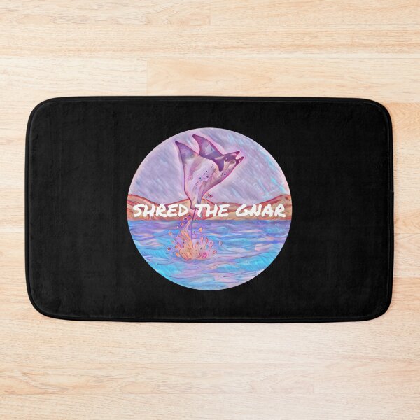 Item preview, Manta Ray “Shred the gnar” watercolor and graphic manta ray  designed and sold by bluejayknits.