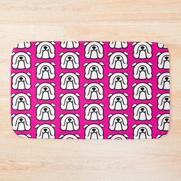 Item preview, Bully dog face silhouette - English Bulldog breed bias - white Bulldog on bright pink designed and sold by smooshfaceutd.