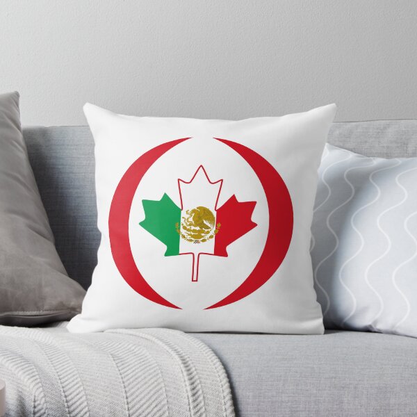 Mexican Canadian Multinational Patriot Flag Series Throw Pillow
