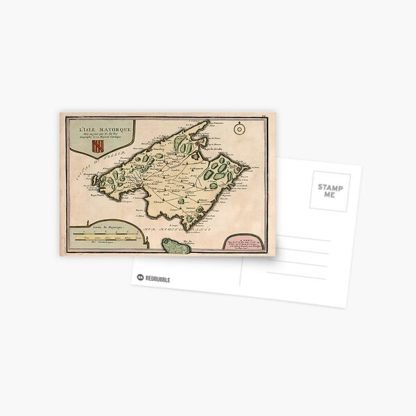 Vintage Mallorca Island Map (1715) Postcard
