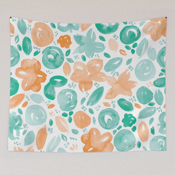Item preview, Floral Pattern #5 | Orange and Mint designed and sold by RebeccaFlaherty.