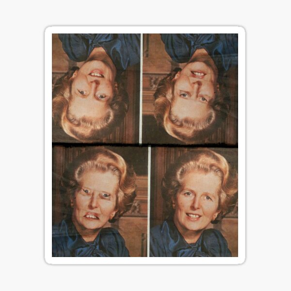 Margaret Thatcher upside down Face. Thatcher illusion. Thatcher Effect Sticker