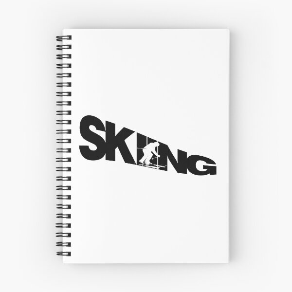 Item preview, Black Skiing Text with White Silhouette Downhill Skier on White Background designed and sold by Karen McFarland.