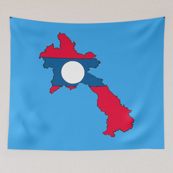 Item preview, Laos Map with Laotian Flag designed and sold by Havocgirl.